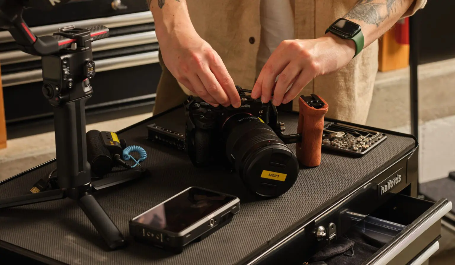 Handing on a top of the range camera