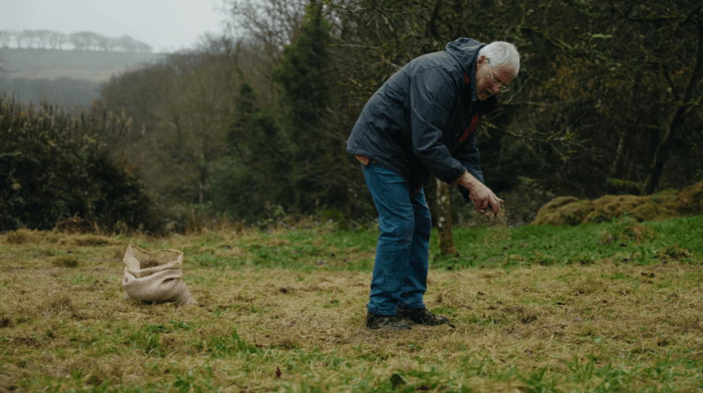 Elder man foraging