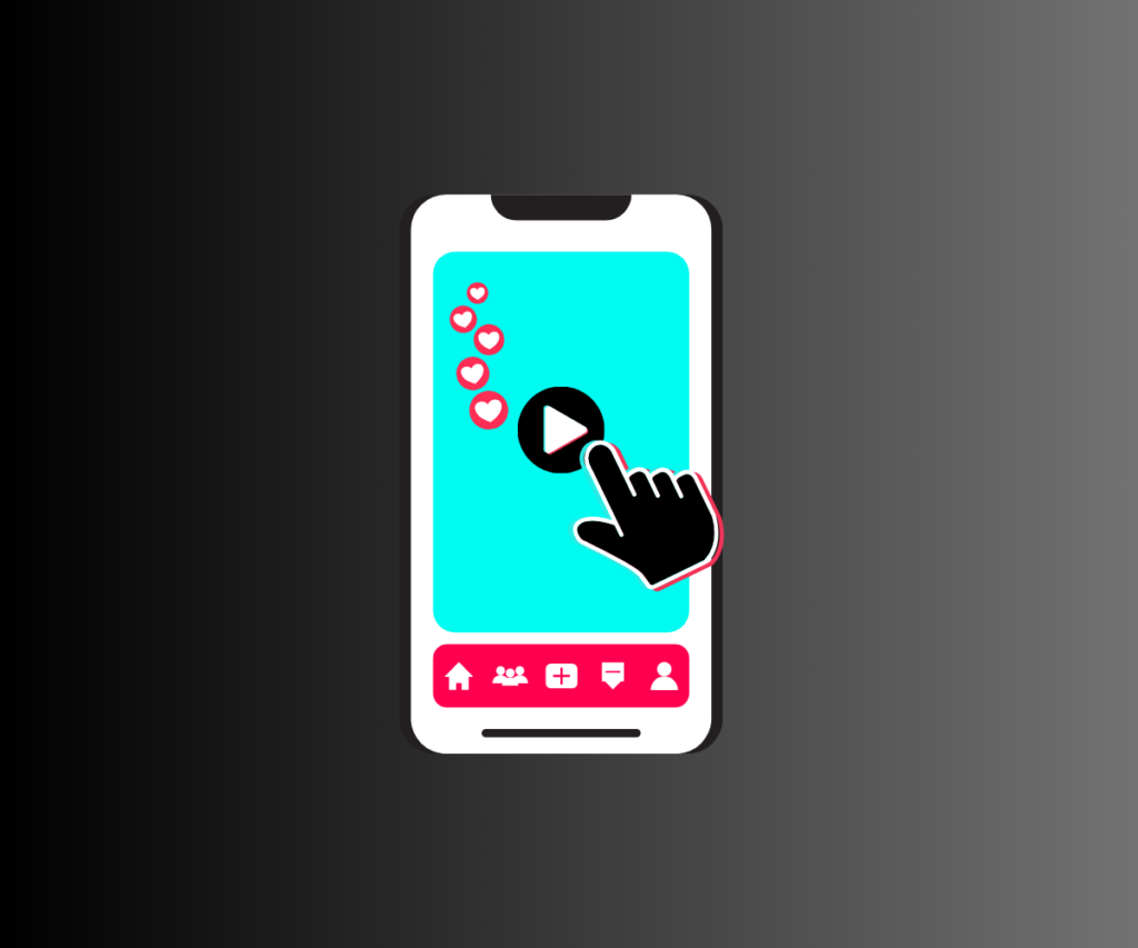 illustration of finger clicking play on mobile device